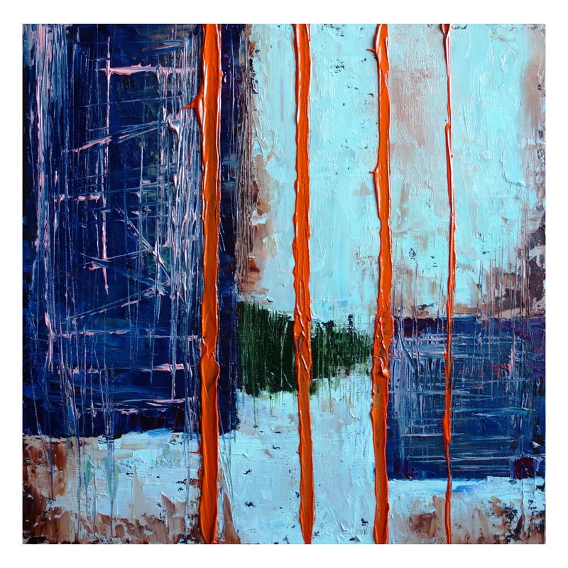 抽象天际线绘画 油画 景观 原创 艺术品 印象画 - 海报/装饰画/版画 - 颜料 多色