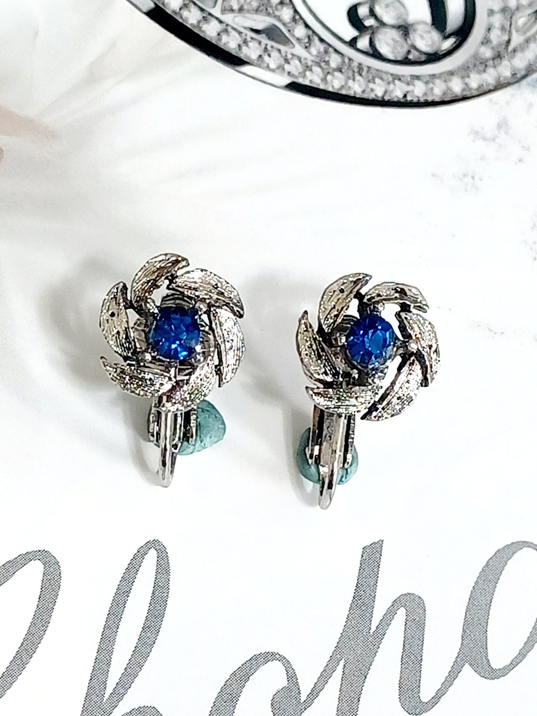 vintage jewelry  典雅莱茵小花 夹式耳环 - 耳环/耳夹 - 其他金属 