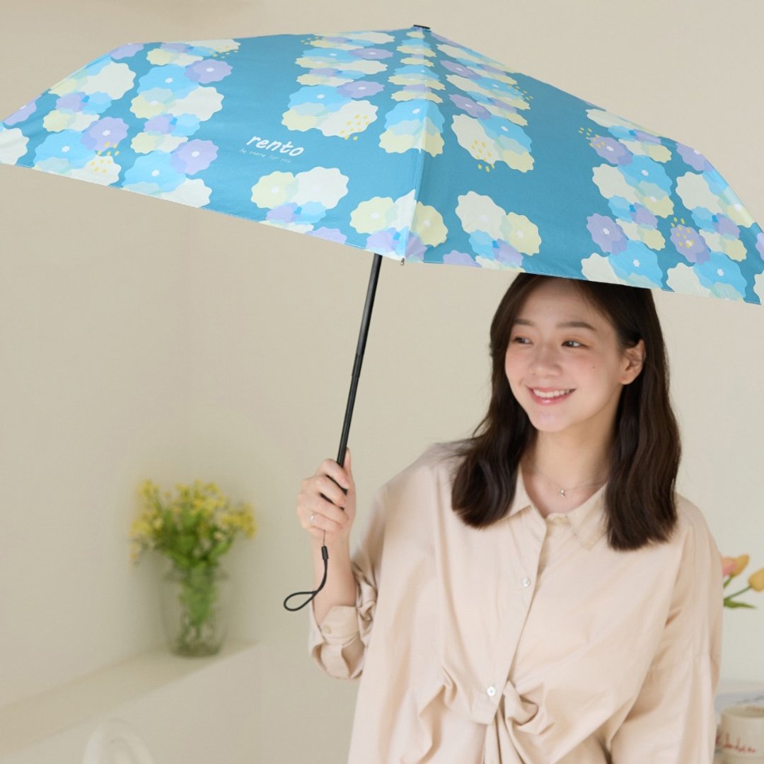 【rento】防晒黑胶安全自动伞-点点莳花(峡湾蓝) - 雨伞/雨衣 - 防水材质 蓝色