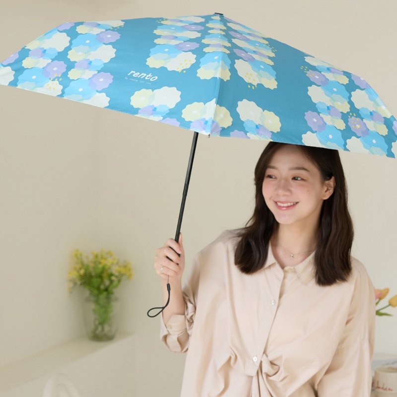 【rento】防晒黑胶安全自动伞-点点莳花(峡湾蓝) - 雨伞/雨衣 - 防水材质 蓝色