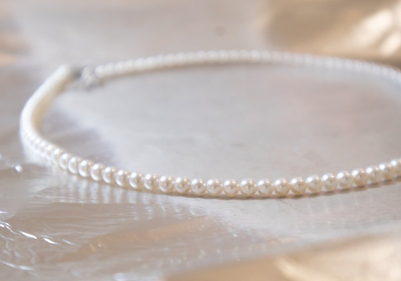 925 SILVER高级天然4-4.5淡水珍珠-细致颈圈项链 - 项链 - 珍珠 白色