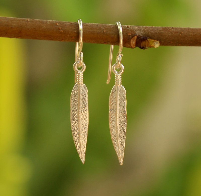 银制波希米亚羽毛吊坠耳环 - 耳环/耳夹 - 其他金属 