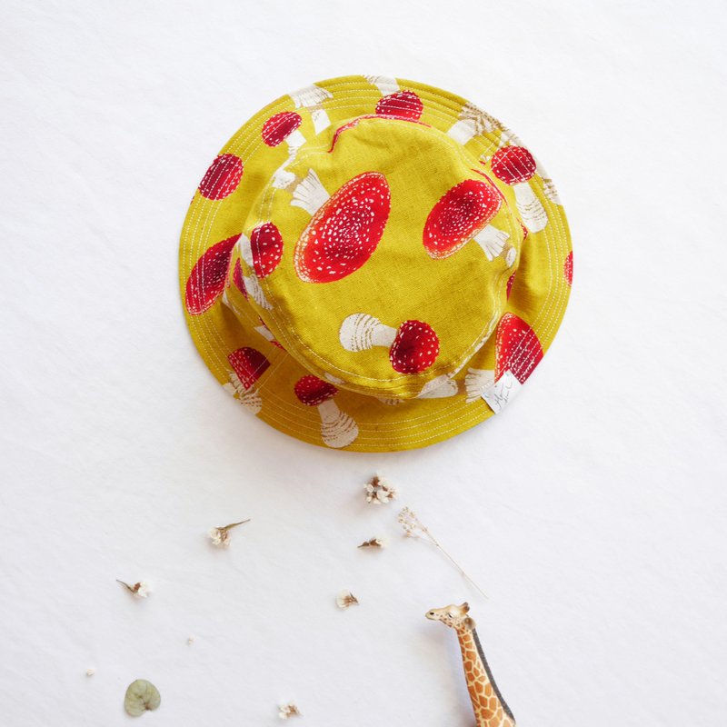 温柔双面渔夫帽系列 | 芥末蘑菇 - 帽子 - 棉．麻 黄色