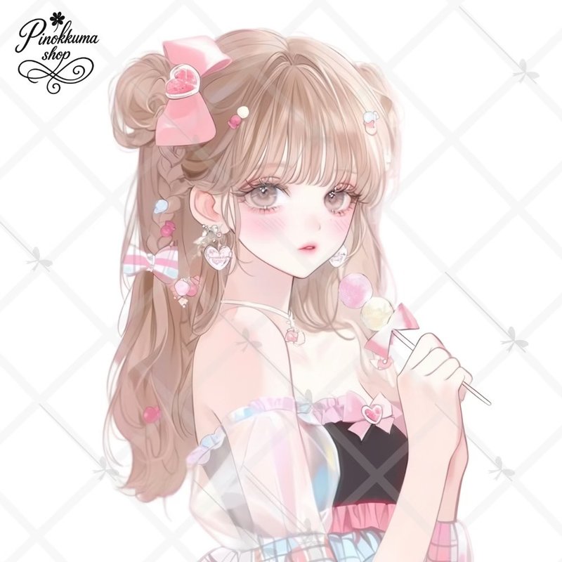 pinokkumashop 人物贴纸 女孩贴纸 贴纸 手帐装饰 拼贴素材 原创贴纸 - 贴纸 - 纸 多色