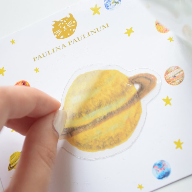 星空系列 - 土星 透明 防水 家居装饰 贴纸 - 摆饰 - 塑料 黄色