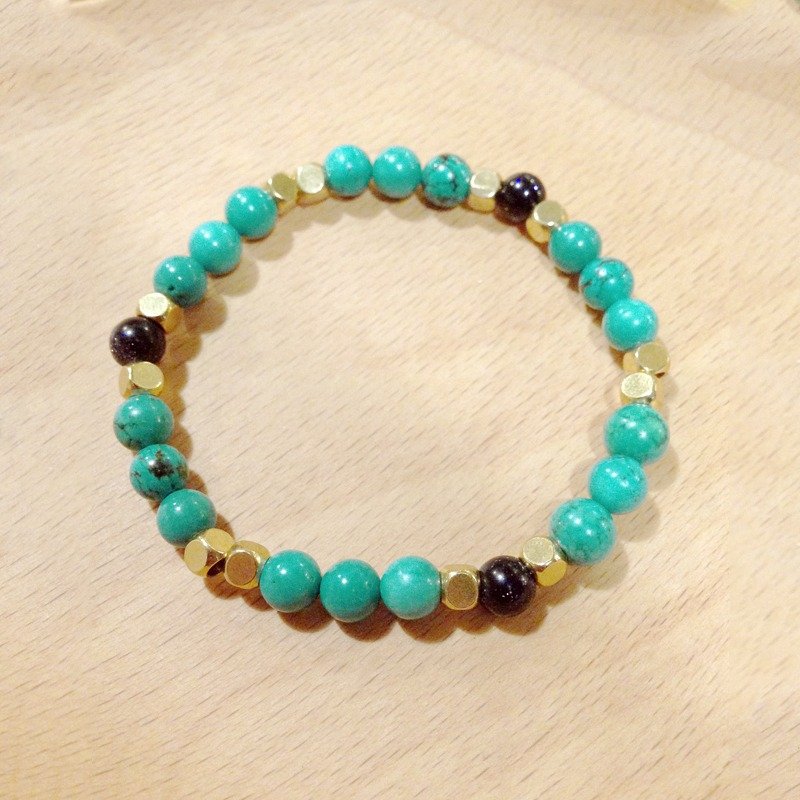 绿色隧道 ◆ green - 天然石 / 绿松石 / 蓝金砂石 / 黄铜 /手链手环 礼物客制设计 - 手链/手环 - 宝石 绿色