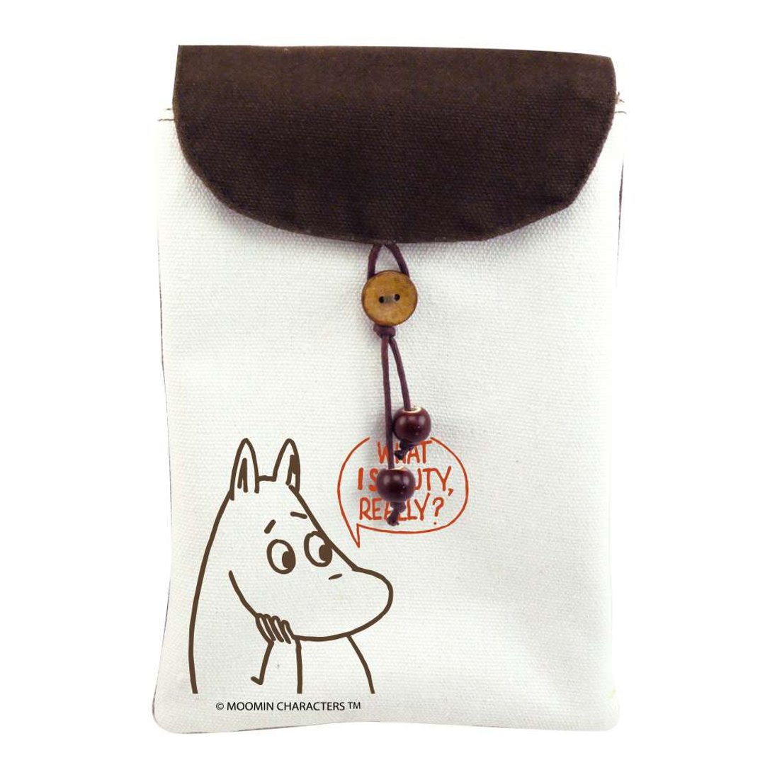 【减塑环保系列】MOOMIN授权-噜噜米文青 侧背轻量 帆布手机包 - 侧背包/斜挎包 - 棉．麻 白色