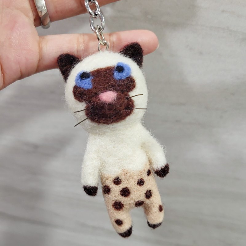 佩宁手作│暹罗猫.珍奶猫│羊毛毡钥匙圈.猫咪羊毛毡│ - 钥匙链/钥匙包 - 羊毛 