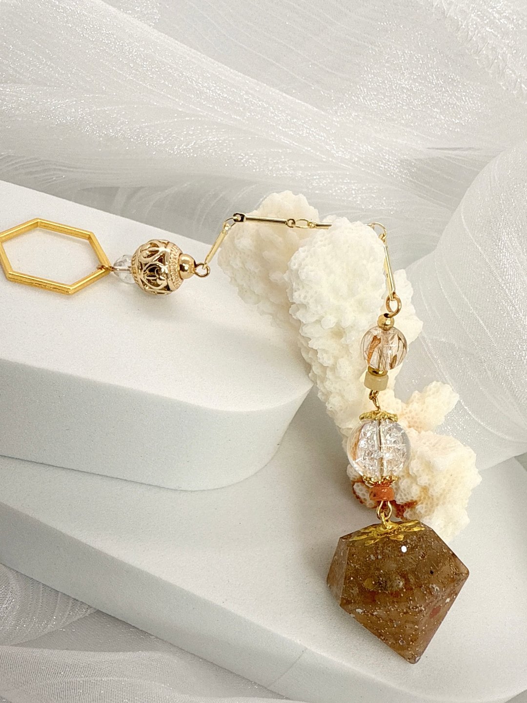 【TING】-【黑金超七 × 白水晶】守护与澄明之链 - 吊饰 - 水晶 