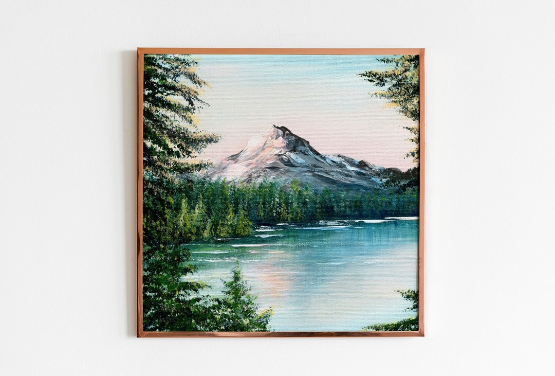【日落雪山】风景限量复刻画 | 粉红夕阳湖畔挂画 | 艺术家居布置 - 海报/装饰画/版画 - 纸 