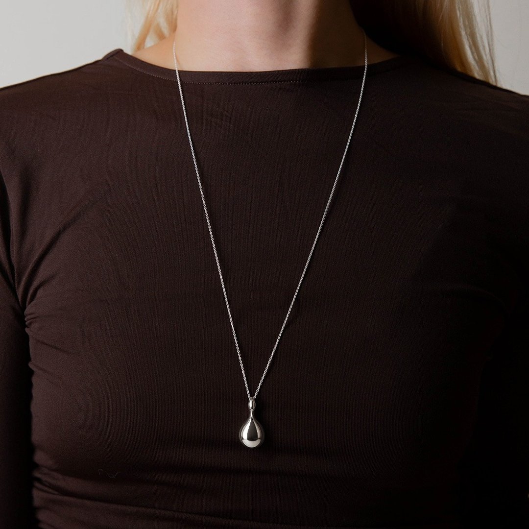 Dewdrop Silver Necklace 露珠纯银项链 水滴 露滴造型设计项链 - 项链 - 纯银 银色