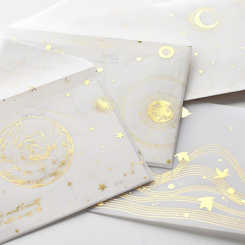 硫磺 半透明 信封纸 贴纸 半透明牛油纸 烫金 花 星空 星球 星座 - 信封/信纸 - 纸 