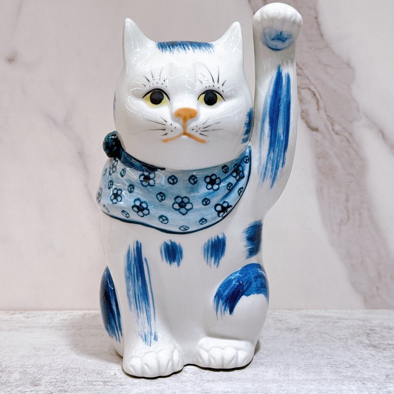 【染彩缘福】日本九谷烧招财猫 | 染付 - 摆饰 - 瓷 白色