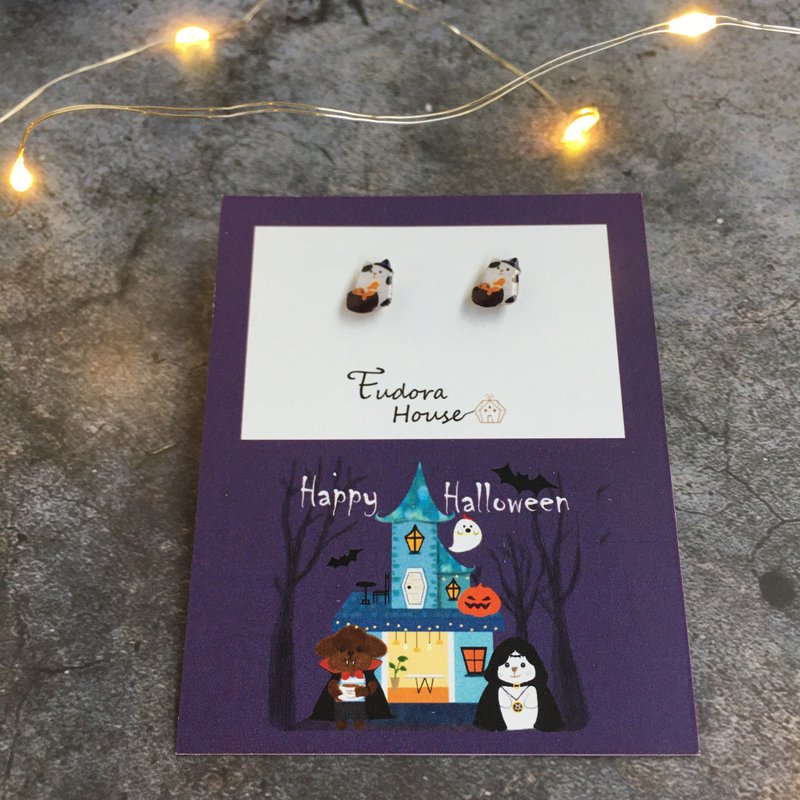 Eudora House原创插画角色 米林猫 万圣节 风格 手工饰品、耳环 - 耳环/耳夹 - 树脂 