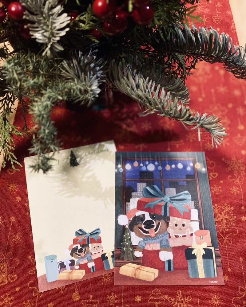 猫狗礼物卡 - 卡片/明信片 - 纸 绿色