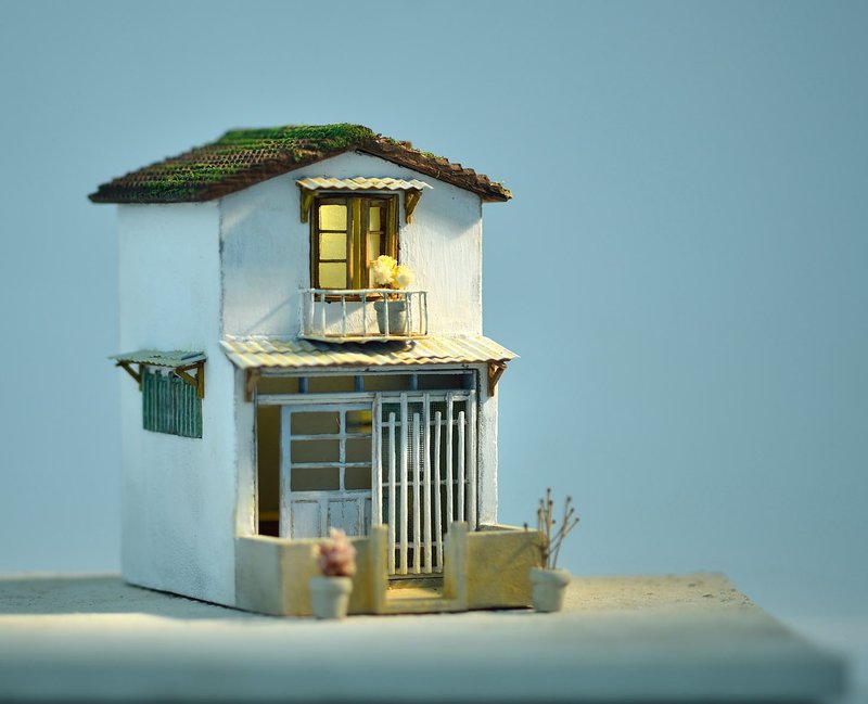 水泥老屋创作--天窗阁楼白屋透天厝(订制) - 摆饰 - 水泥 咖啡色