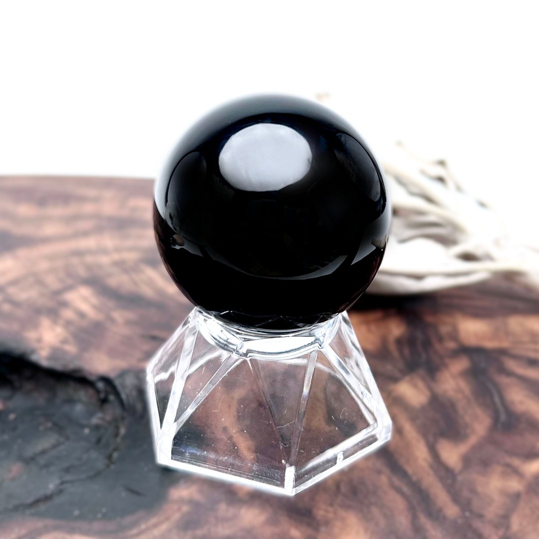 曜澈。矿石球 摆件 疗愈 净化负能量 避邪 l 黑曜石球 28.6 mm l - 摆饰 - 水晶 黑色
