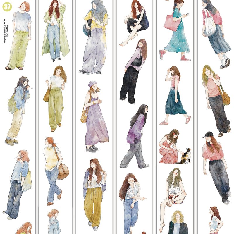 隨心 毎日違う私 PET 割型貼紙卷 和紙膠帶 10米卷 (kiss-cut) - 纸胶带 - 其他材质 多色