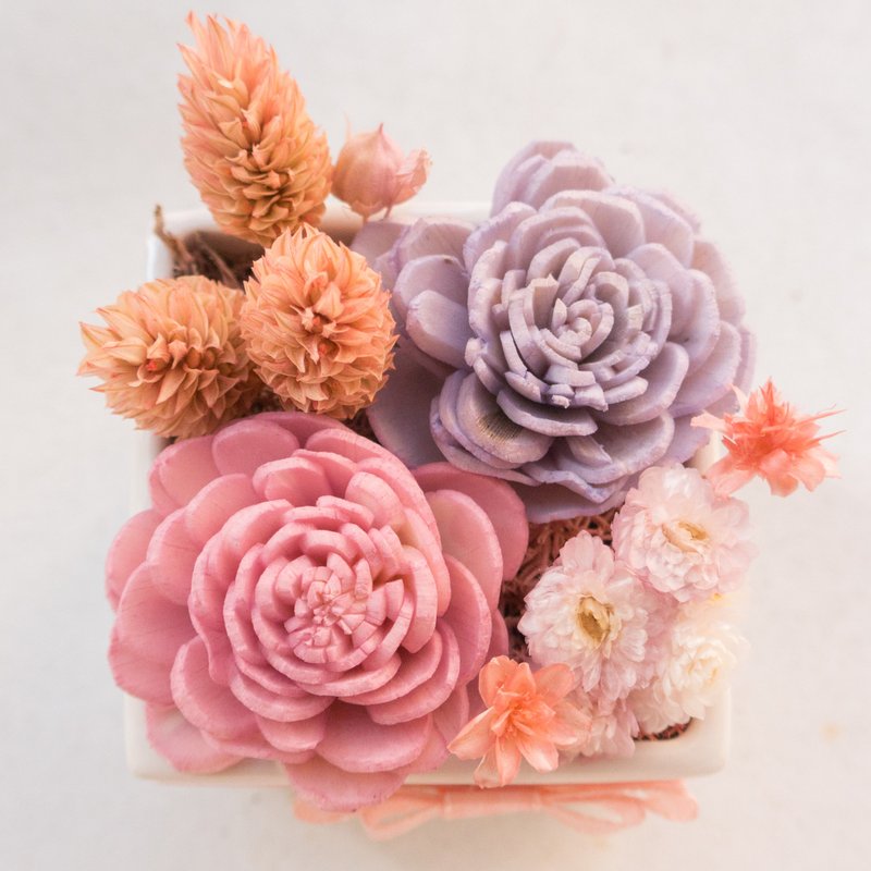 法式香颂8号粉紫盆栽 求婚告白情人节生日男/女生中秋节定制化 - 干燥花/捧花 - 植物．花 粉红色