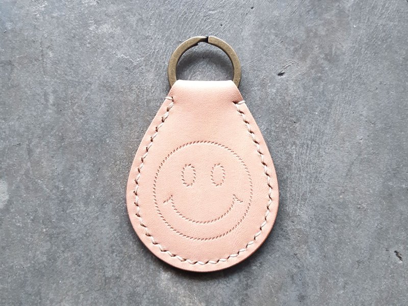 哈哈笑 皮革锁匙牌 好好缝 皮革材料包 锁匙扣 植鞣 皮革DIY 钥匙 - 皮件 - 真皮 咖啡色