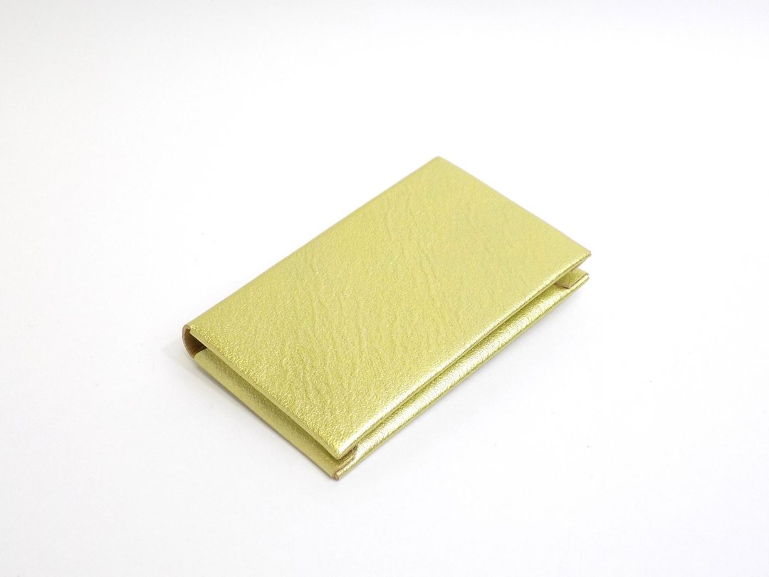 [Made to order] Business card holder Double-sided storage type horse leather / gold - 名片夹/名片盒 - 真皮 金色