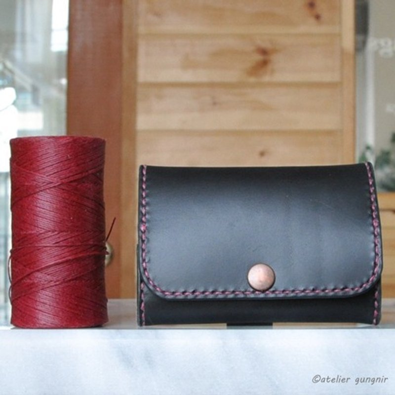 Coin case that opens wide B No.1 Buttero - 零钱包 - 真皮 黑色