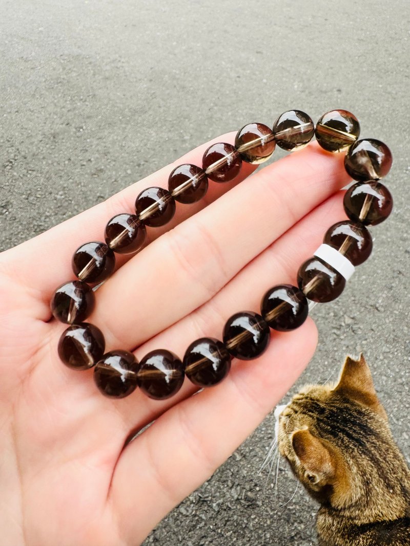 玻璃体透最高级别茶晶水晶10mm26.88g气场情绪稳定提供分析力增强 - 手链/手环 - 水晶 咖啡色