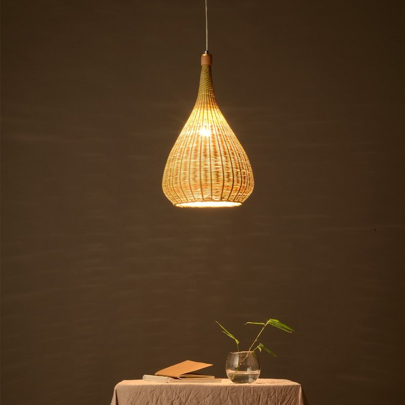 竹编蒲瓜型吊灯 中式田园灯笼办公茶室客厅吊灯 鸟笼灯笼餐厅吊灯 - 灯具/灯饰 - 竹 多色