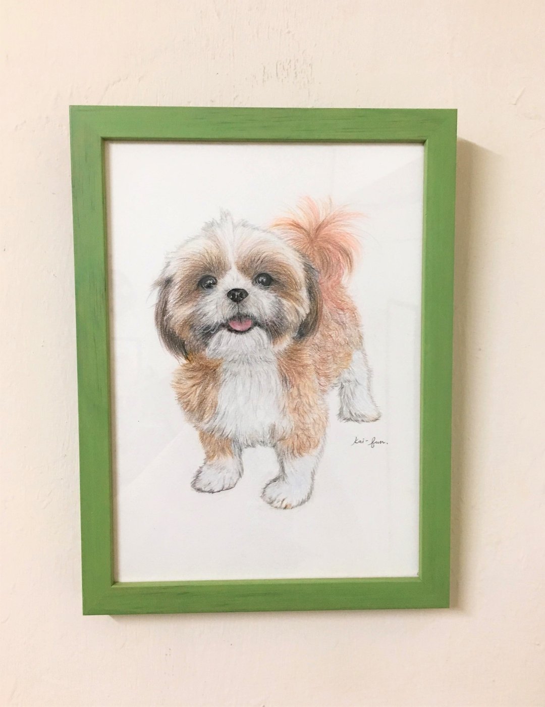 狗狗好朋友系列 色铅笔画 手绘原稿作品 (B5)-西施犬 - 海报/装饰画/版画 - 纸 多色