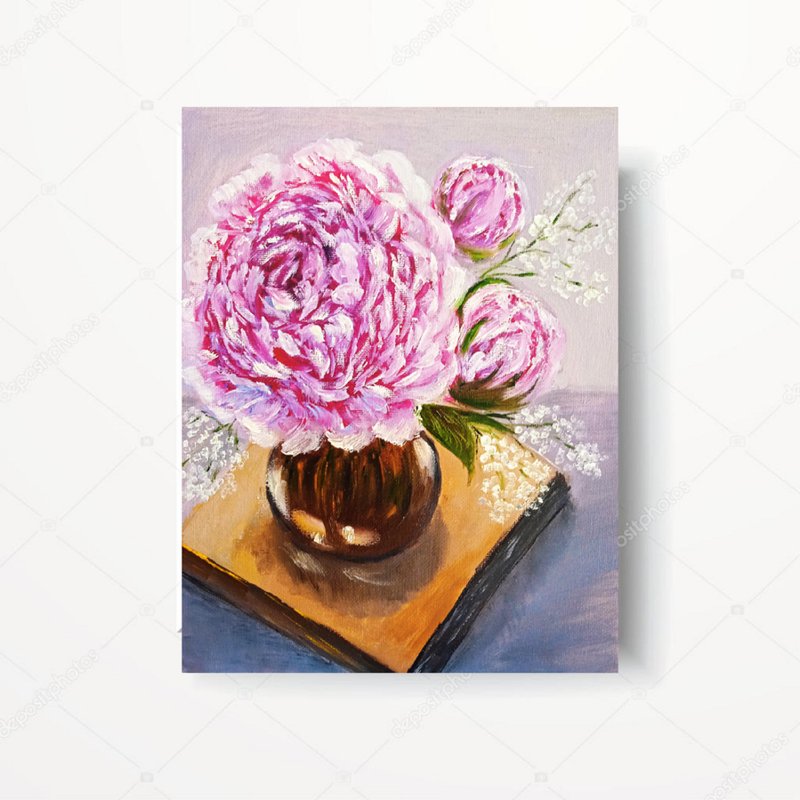 牡丹粉花原花艺术原画 - 墙贴/壁贴 - 其他材质 多色