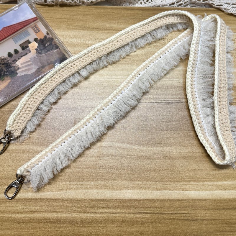 MUMU 板娘设计 微糖奶霜 x 咸奶盖 钩织蕾丝手机背带 - 挂绳/吊绳 - 棉．麻 白色