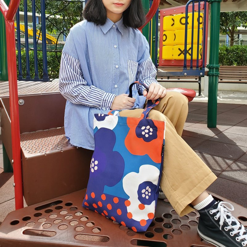 canvas tote bag, Flower tote bag, Shopping bag - 手提包/手提袋 - 聚酯纤维 