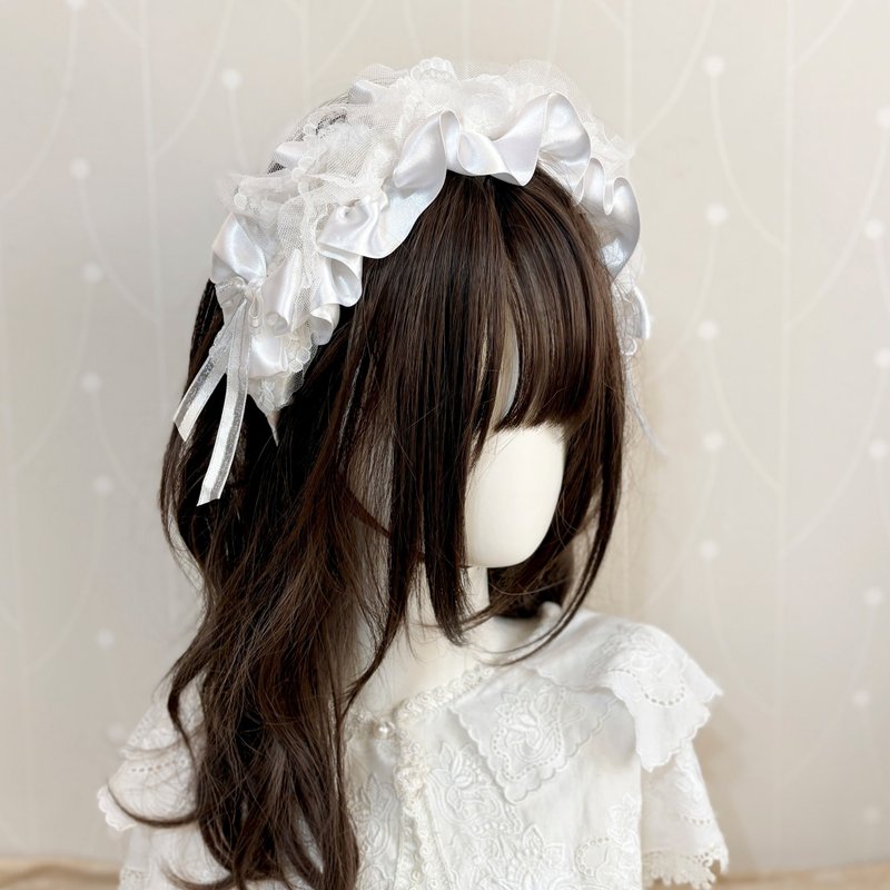 荷叶皱褶发箍 /萝莉塔头箍 宽版 宽边 发带式发窟 头带 头饰 白色 - 发带/发箍 - 其他材质 白色