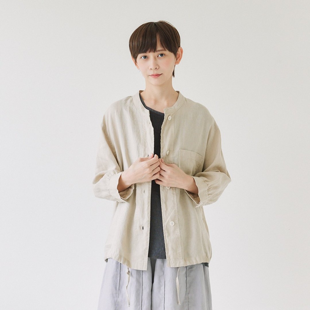 【Simply Yours】亚麻抽绳开襟衫 杏F - 女装上衣 - 棉 卡其色