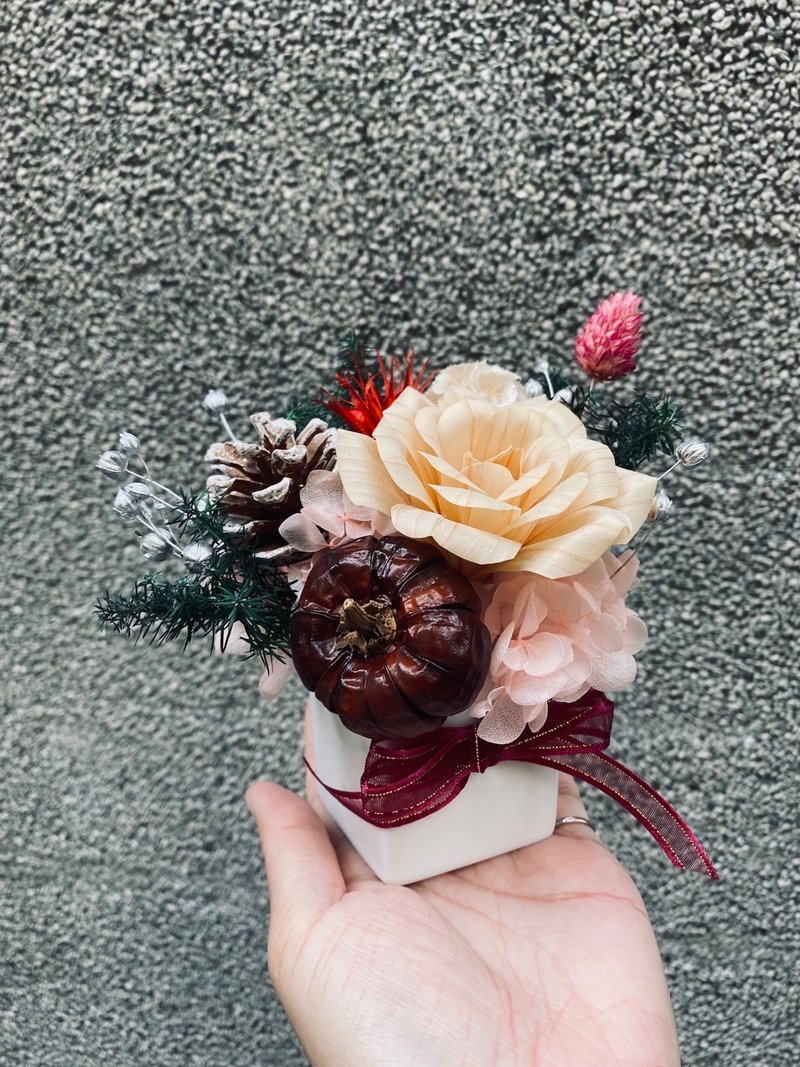 圣诞桧乐盆花 - 干燥花/捧花 - 木头 红色