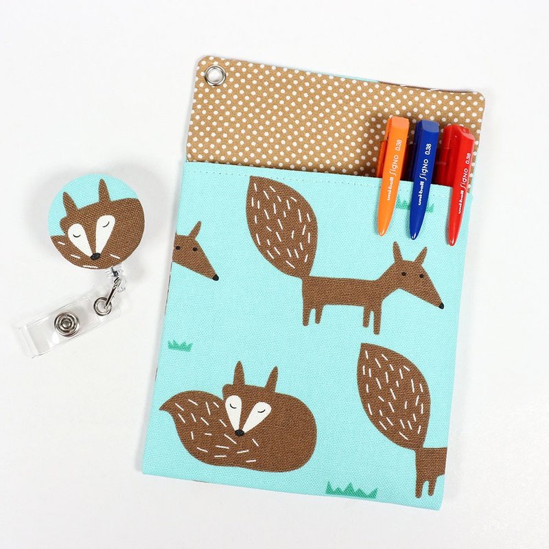 医师袍 口袋式 防漏墨 收纳袋 笔袋+证件夹 - 小狐狸 (咖) - 铅笔盒/笔袋 - 棉．麻 咖啡色