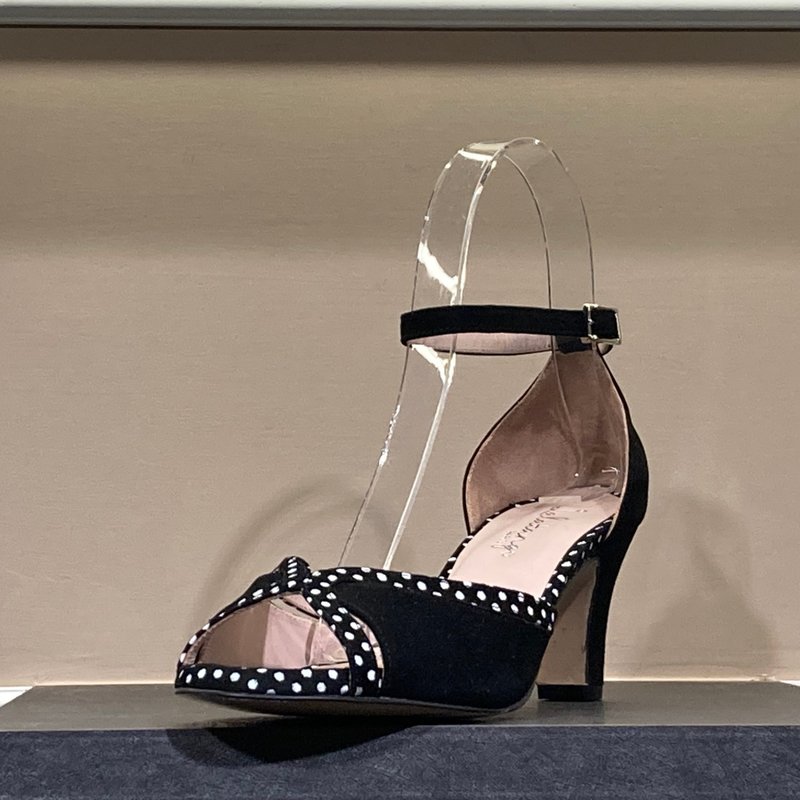 Goya 黑色塞维利亚白色圆点设计 - 高跟鞋 - 真皮 黑色