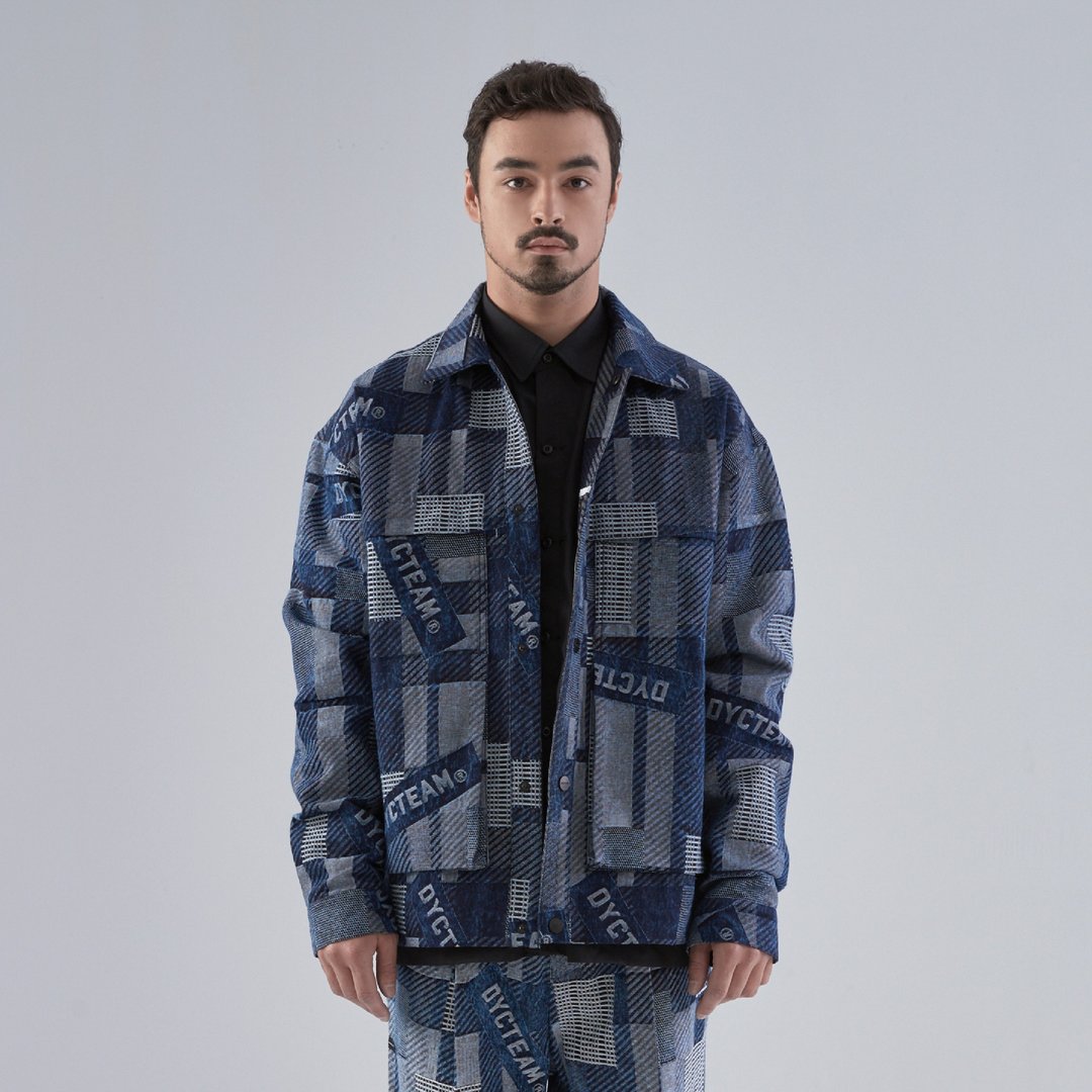DYCTEAM - RE:FORM - Logo pattern patch pocket jacket (blue) - 男装外套 - 其他材质 蓝色