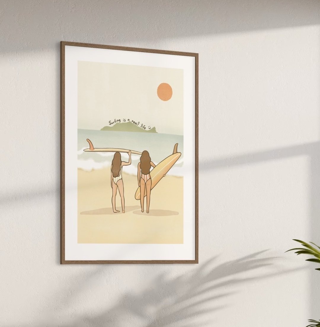 Surfing is a real life 印刷画作 墙壁装饰 - 海报/装饰画/版画 - 纸 白色