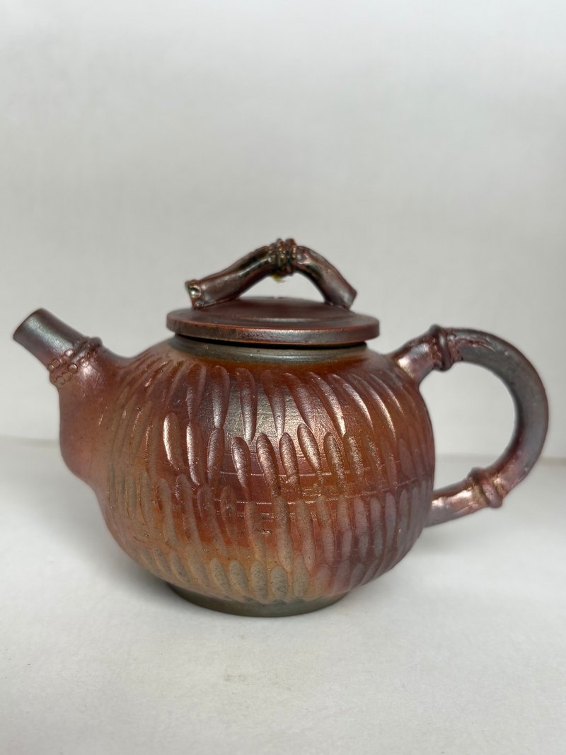 柴烧紫金竹节壶 - 茶具/茶杯 - 陶 