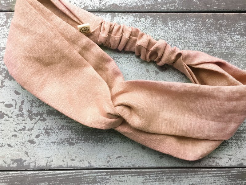 嫩樱粉 亚麻 素发带 - 发饰 - 棉．麻 粉红色