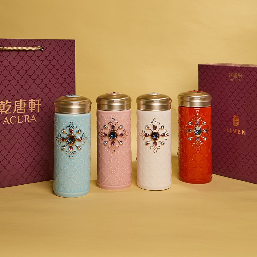 干唐轩活瓷 | 吉星福来运转随身杯 / 大 / 双层 / 水晶 / 4色 330 - 水瓶/水壶 - 瓷 多色