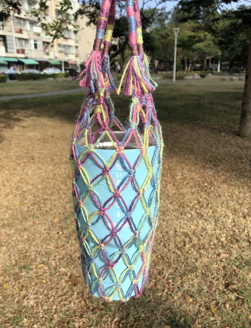 彩色环保编织袋 - 随行杯提袋/水壶袋 - 棉．麻 多色