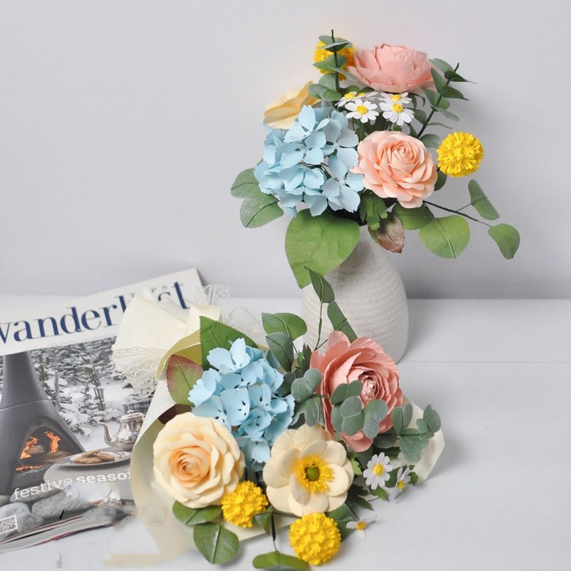 Youthful Blossom - Paper Flowers Bunch In Craft Box - 干燥花/捧花 - 环保材料 