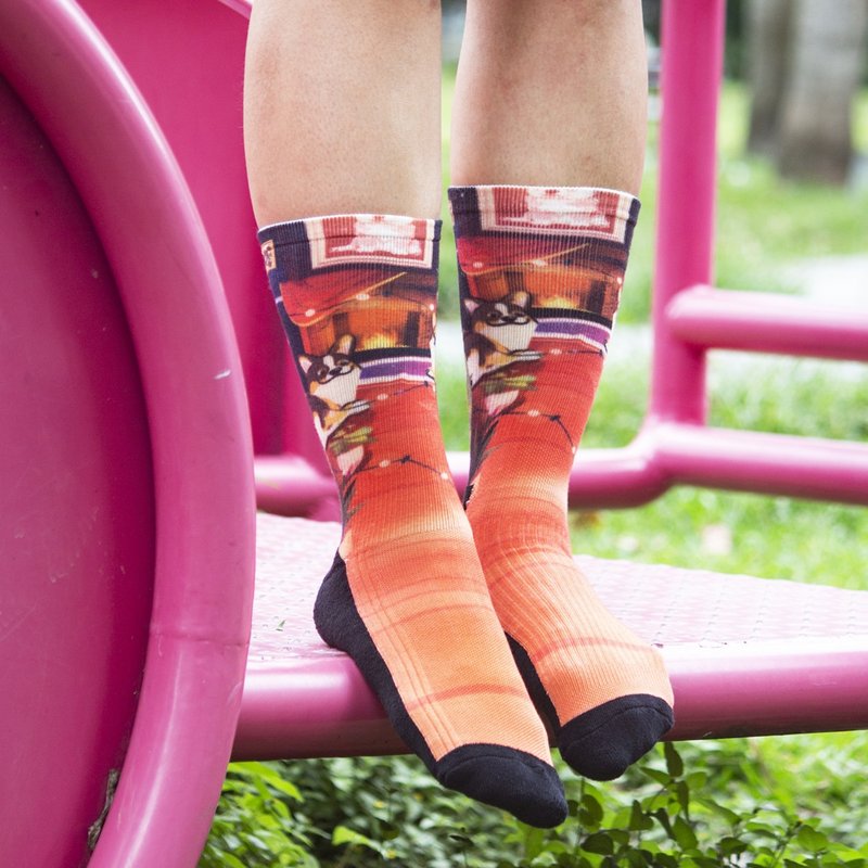 【小创袜】柯基袜/运动袜/宠物/城市/潮流/滑板 - 袜子 - 环保材料 红色