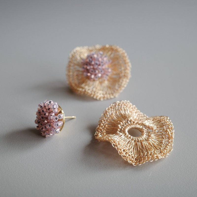 2way Orbit Glass Beads - 耳环/耳夹 - 玻璃 多色