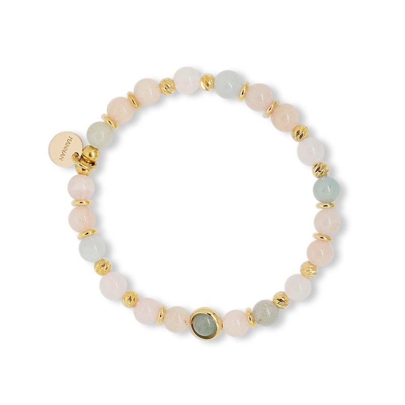 String系列 黄铜 摩根石 白玛瑙 手链 天然水晶矿石 - 手链/手环 - 玉石 粉红色