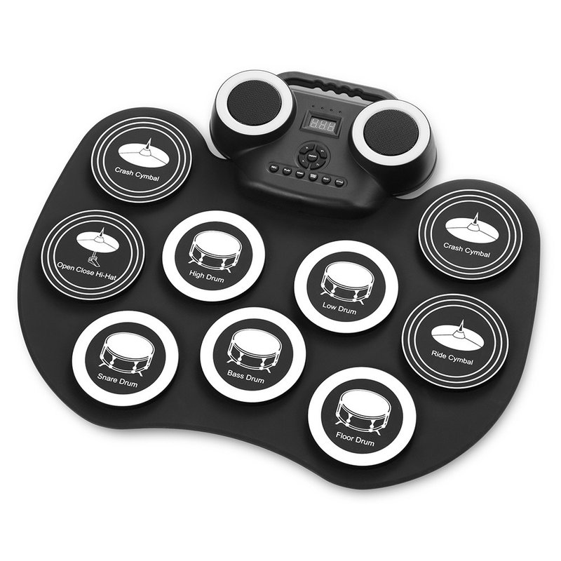 【KONIX】手卷电子鼓D600 电子爵士鼓重低音双喇叭 赠鼓棒双踏板 - 吉他/乐器 - 硅胶 黑色
