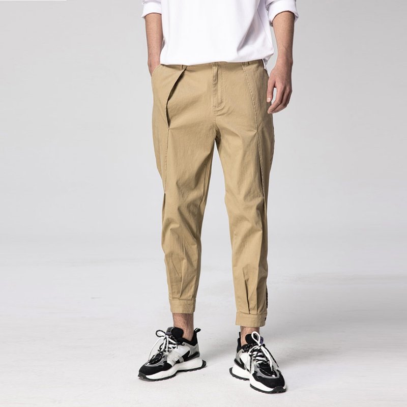 品立男装小脚直筒裤子基础纯色休闲男士j九分长裤 - 男士长裤 - 棉．麻 黑色