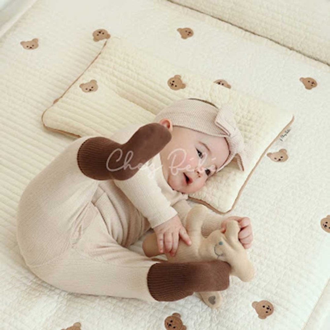 韩国Chezbebe 经典小熊刺绣纯棉幼儿枕40x25cm - 婴儿床上用品 - 棉 